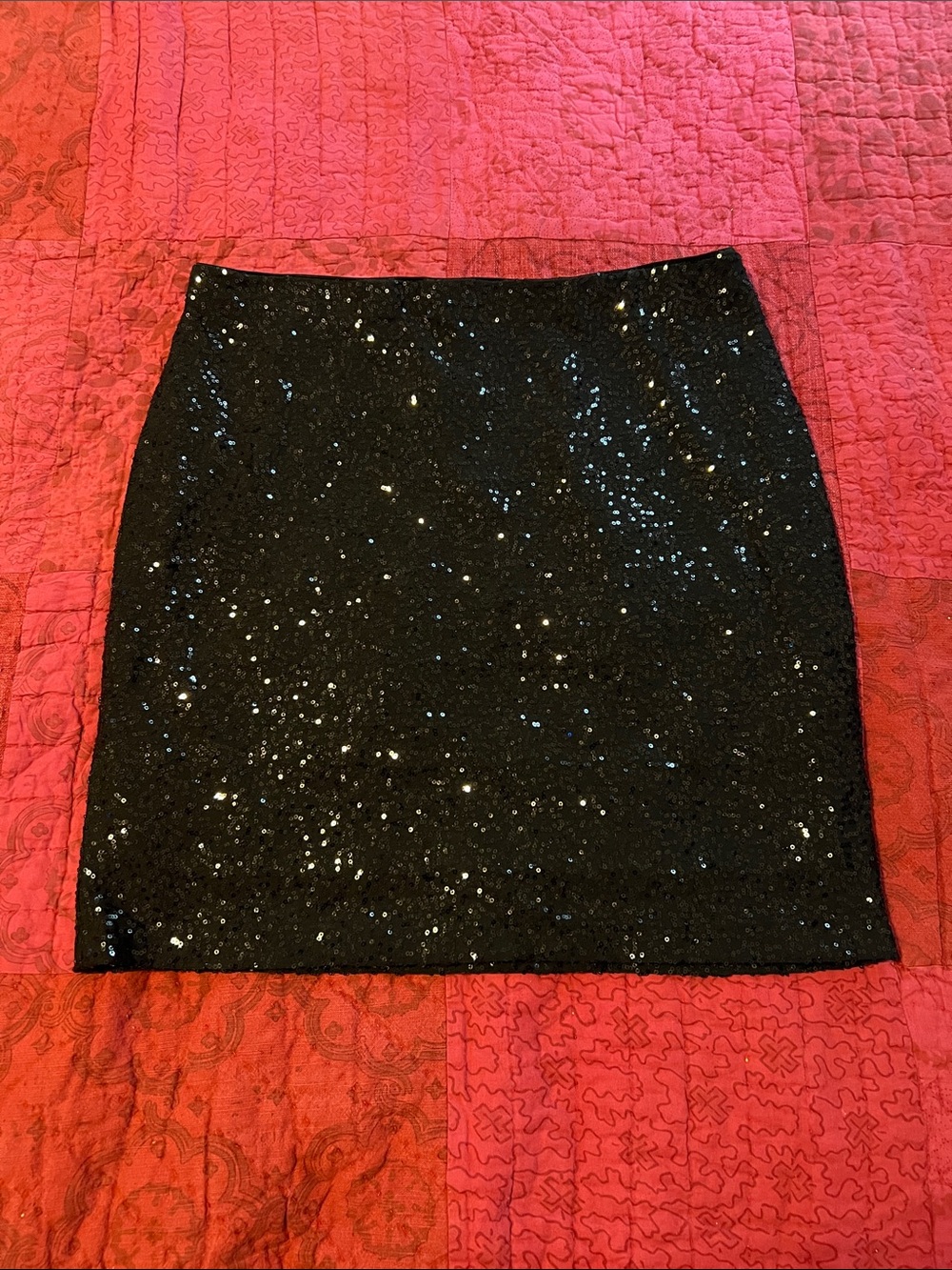 Cache Black Sequin Mini Skirt - Sparkle Straight Cut